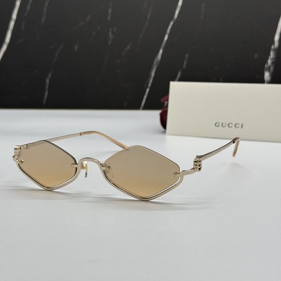 NEW GUCCI SUNGLASSES GOLD WOMEN GEOMETRIC EYEWEAR GUCCI GG1604S 003 main image 10